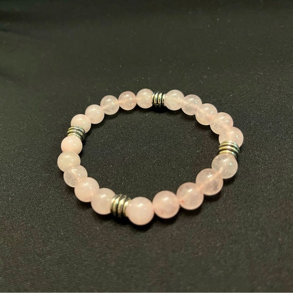 8mm Rose Quartz Stone Beaded Bracelet - perfect gift for Valentine’s Day! - Picture 3 of 5